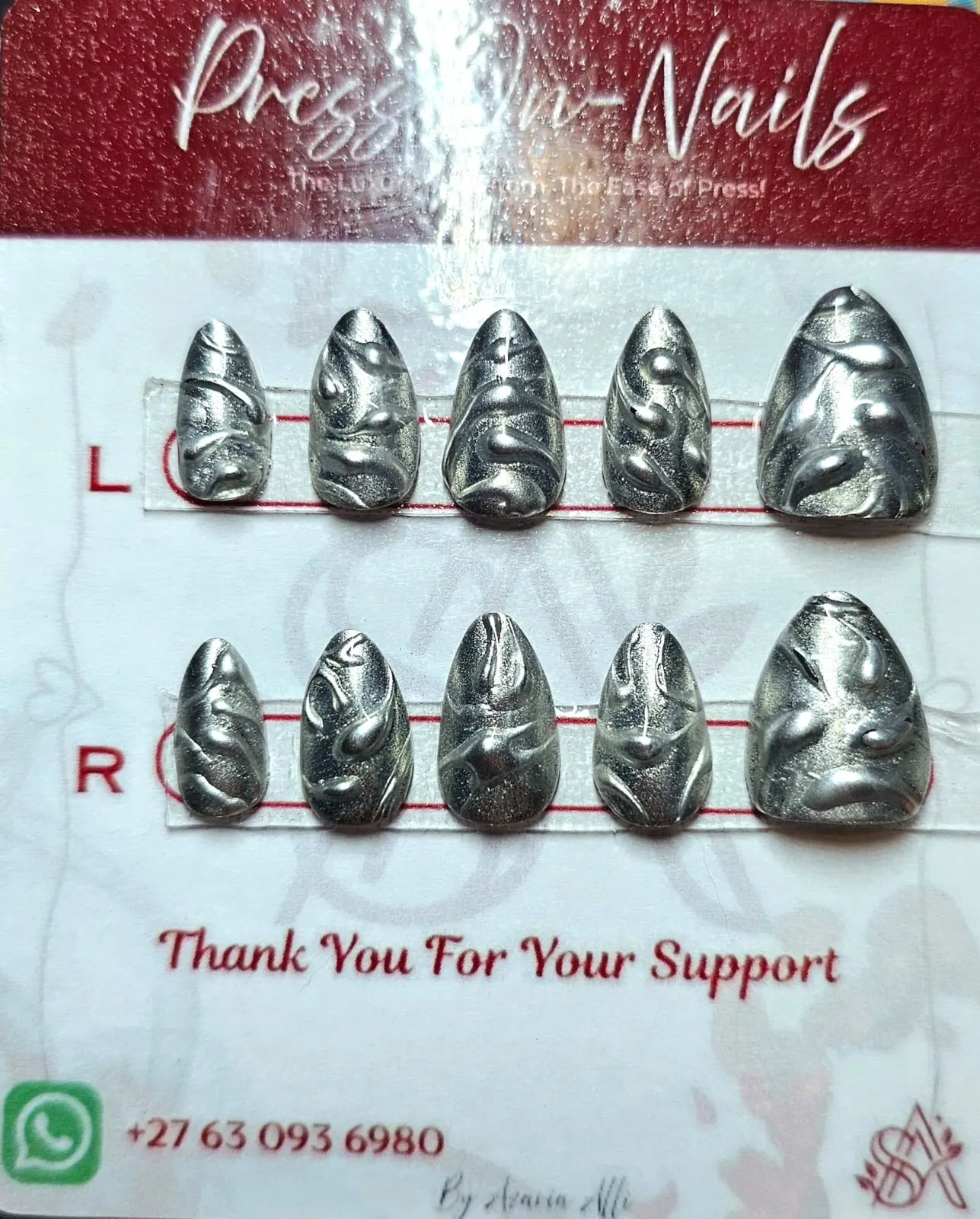 Textured Metallic Silver Nails