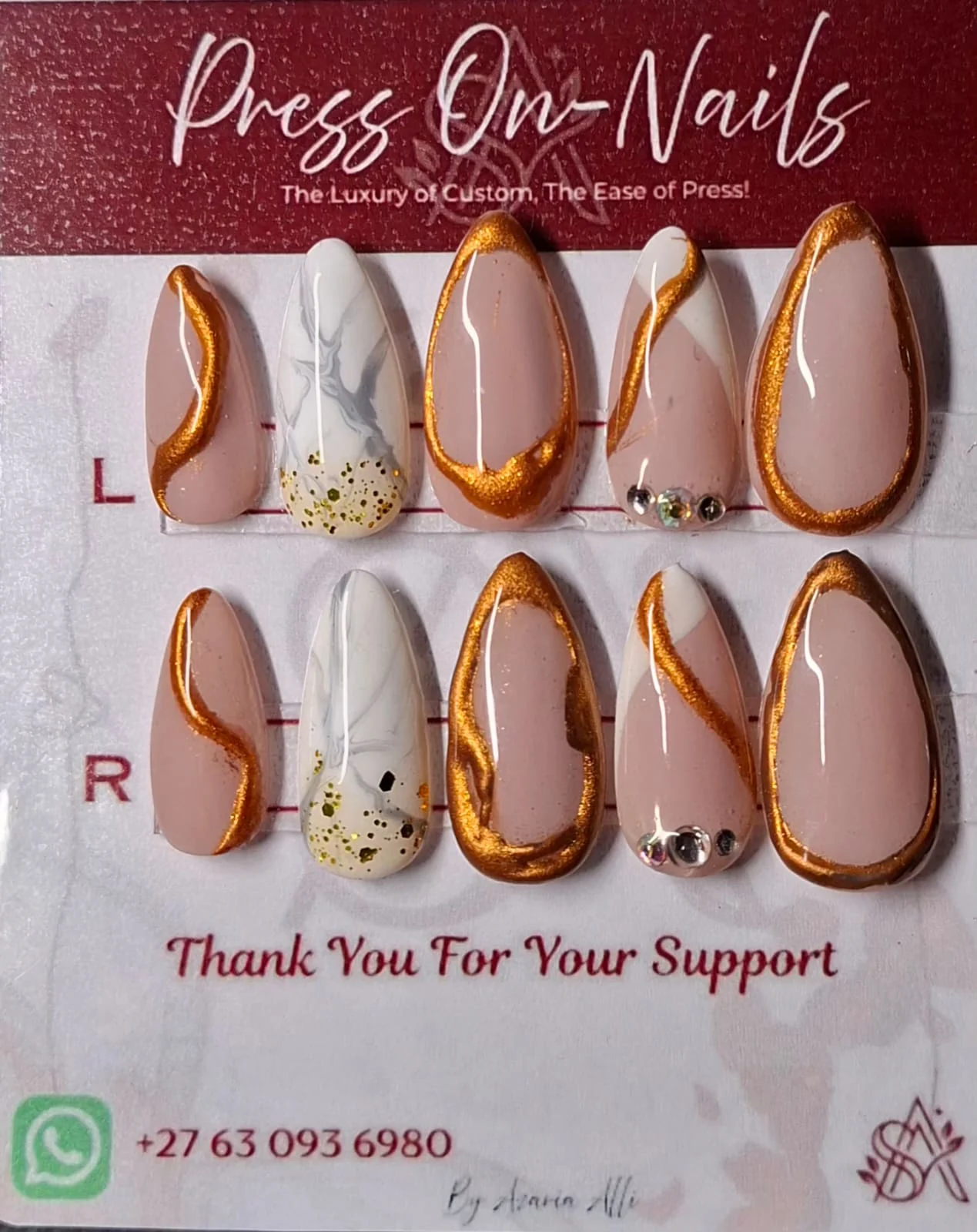 Golden Marble Nails
