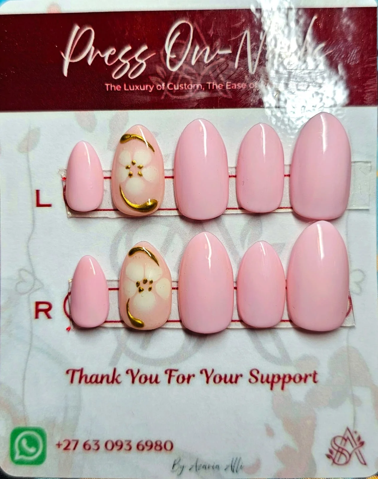 Pink Petal Gold Nails